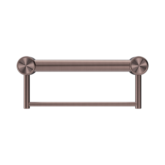 Mecca Care 32mm Grab Rail With Towel Holder 300mm Brushed Bronze