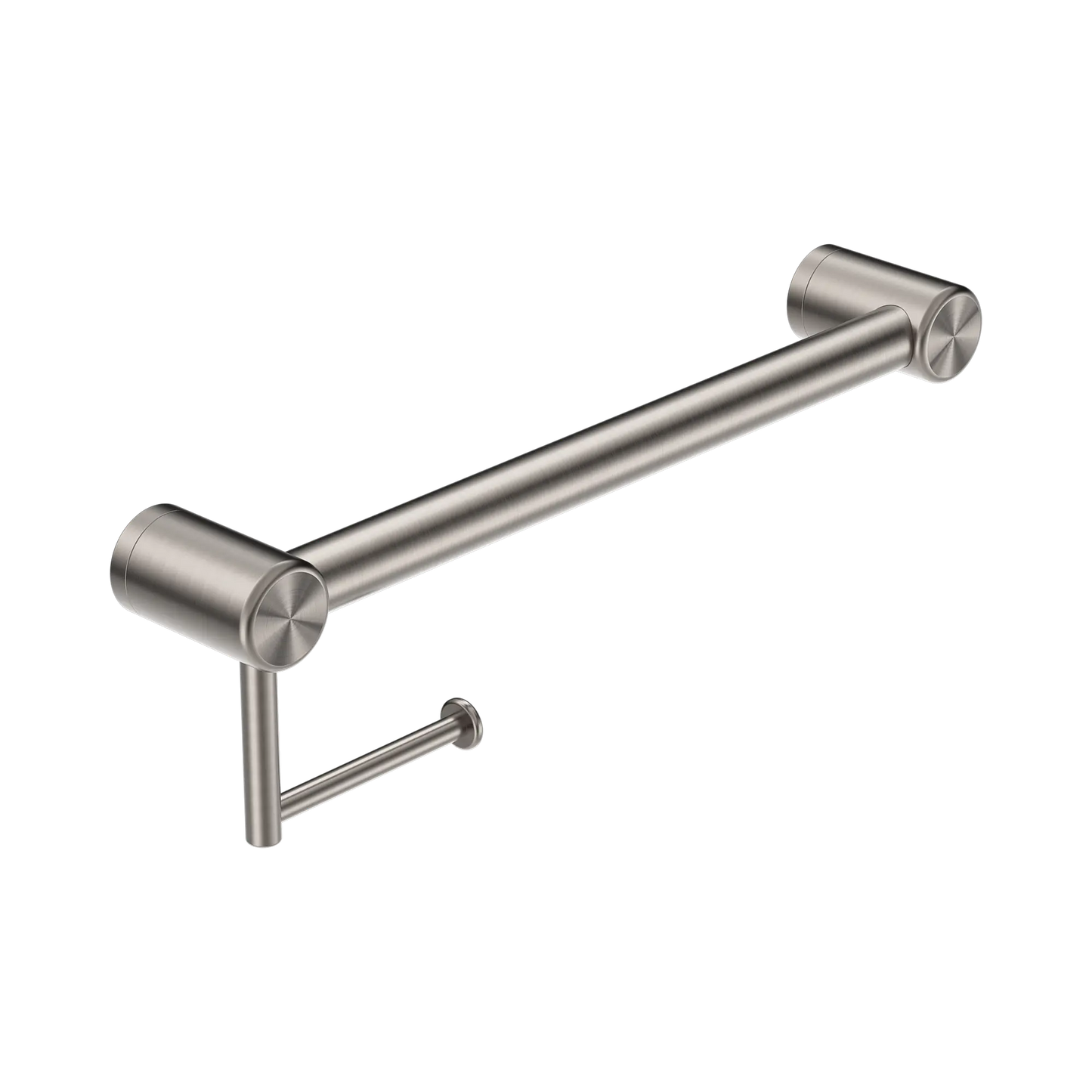 Mecca Care 32mm Grab Rail With Toilet Roll Holder 450mm Brushed Nickel