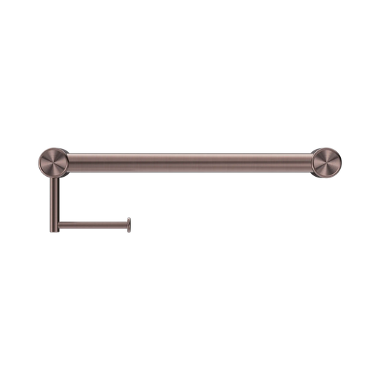 Mecca Care 32mm Grab Rail With Toilet Roll Holder 450mm Brushed Bronze