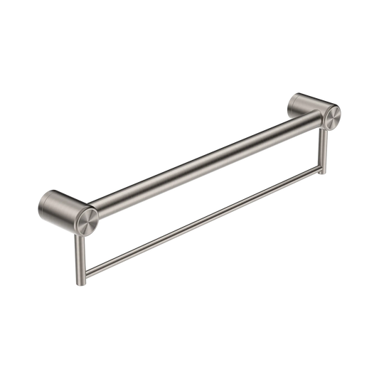Mecca Care 32mm Grab Rail With Towel Holder 600mm Brushed Nickel