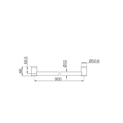 Mecca Care 32mm Grab Rail 900mm Brushed Nickel