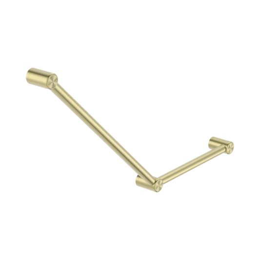 Mecca Care 32mm Ambulant Toilet Grab Rail 45 Degree 750X450mm Brushed Gold