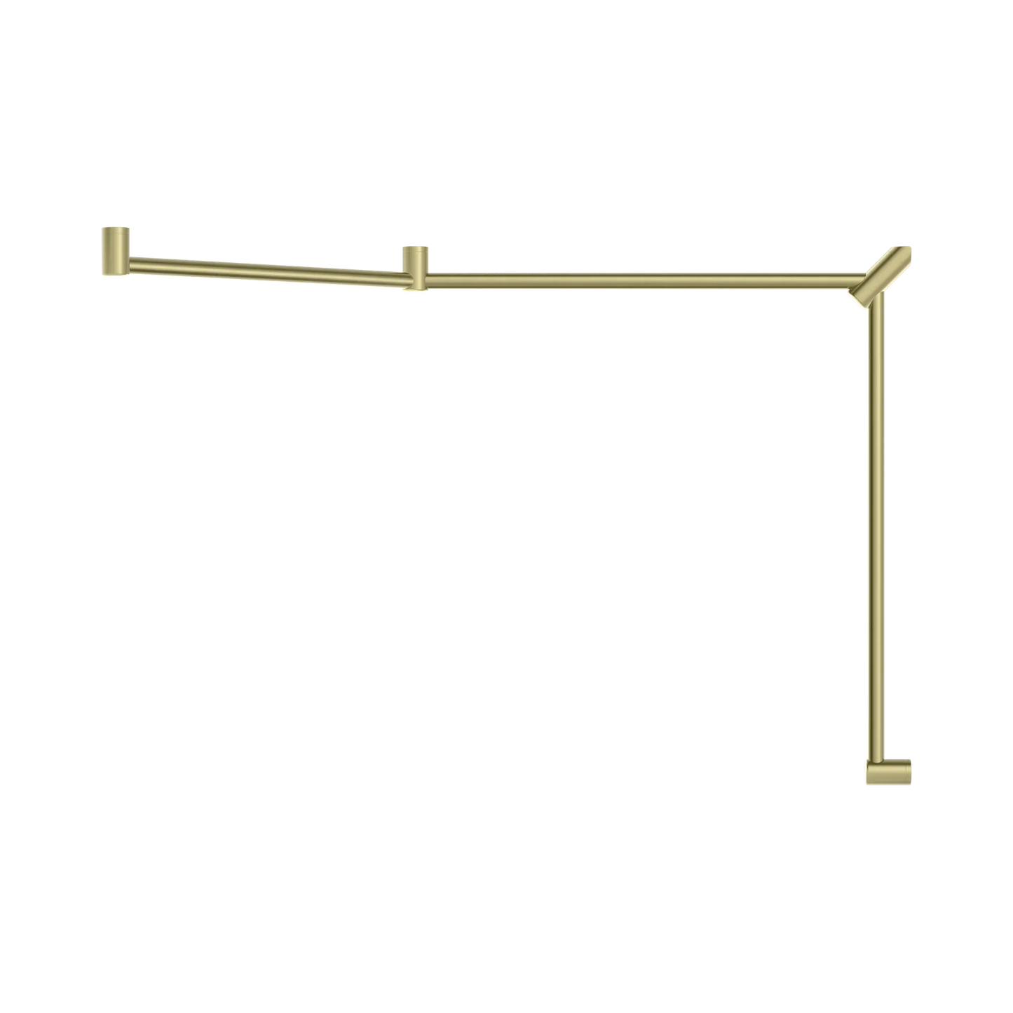 Mecca Care 32mm DDA Accessible Toilet Grab Rail Set 45 Degree Continuous 750X965X1025mm Brushed Gold