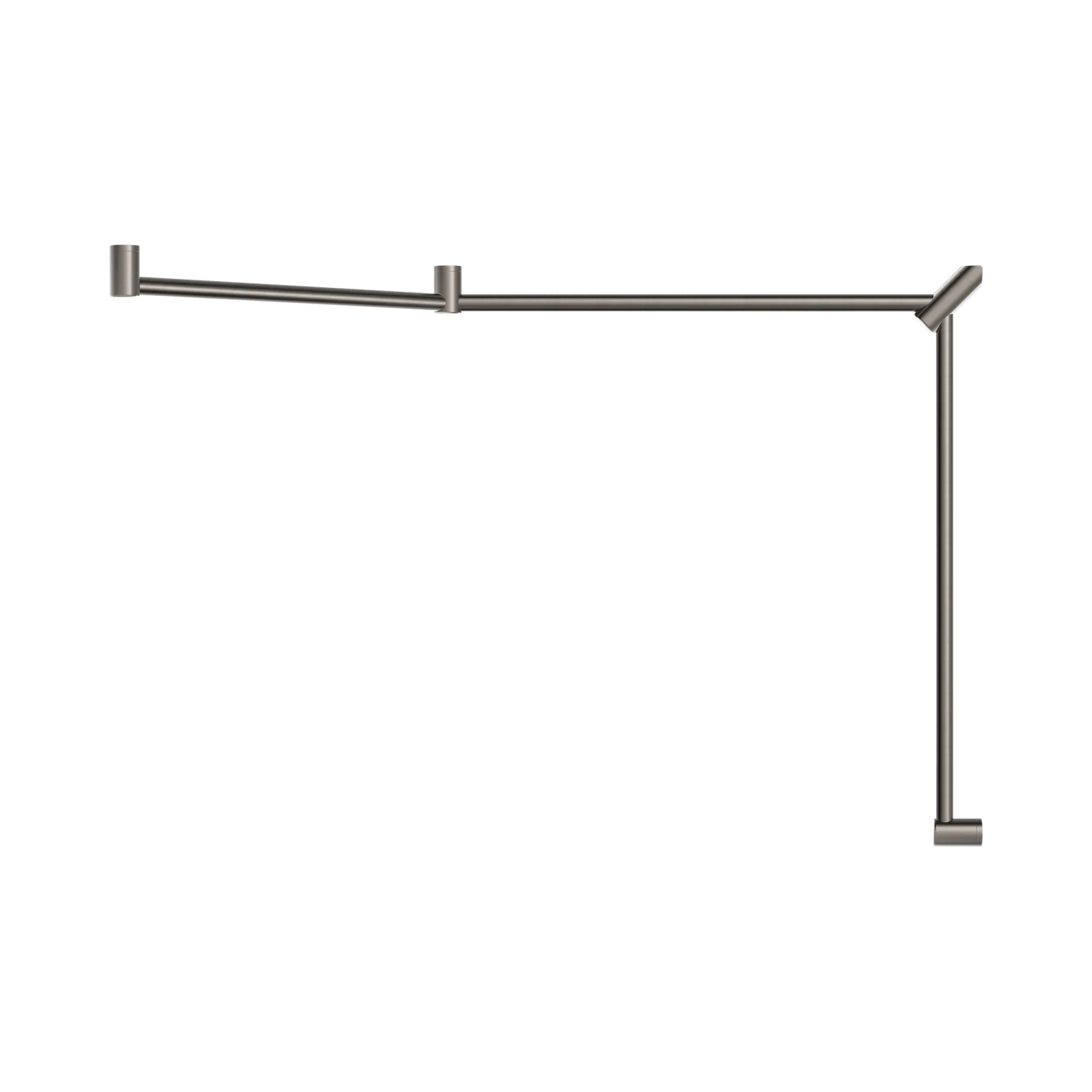 Mecca Care 32mm DDA Accessible Toilet Grab Rail Set 45 Degree Continuous 750X965X1025mm Brushed Nickel