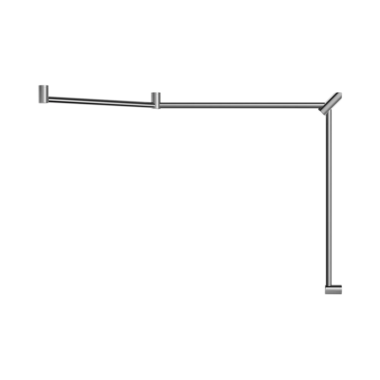 Mecca Care 32mm DDA Accessible Toilet Grab Rail Set 45 Degree Continuous 750X965X1025mm Chrome