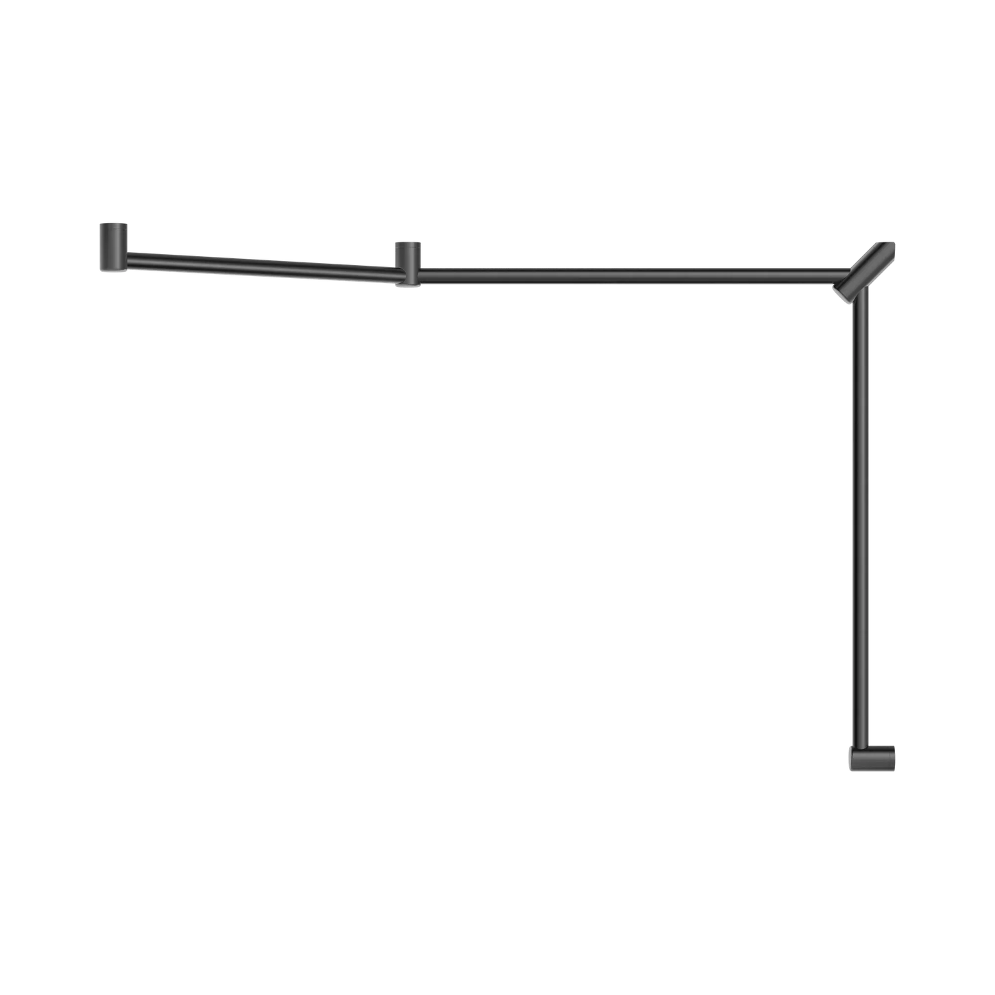 Mecca Care 32mm DDA Accessible Toilet Grab Rail Set 45 Degree Continuous 750X965X1025mm Gun Metal