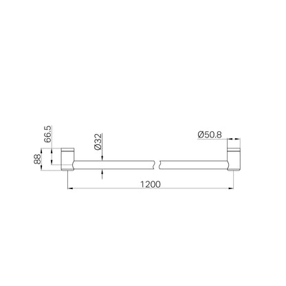 Mecca Care 32mm Grab Rail 1200mm Gun Metal