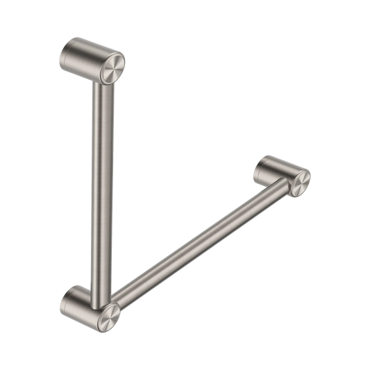 Mecca Care 32mm Ambulant Toilet Grab Rail 90 Degree 450X450mm Brushed Nickel