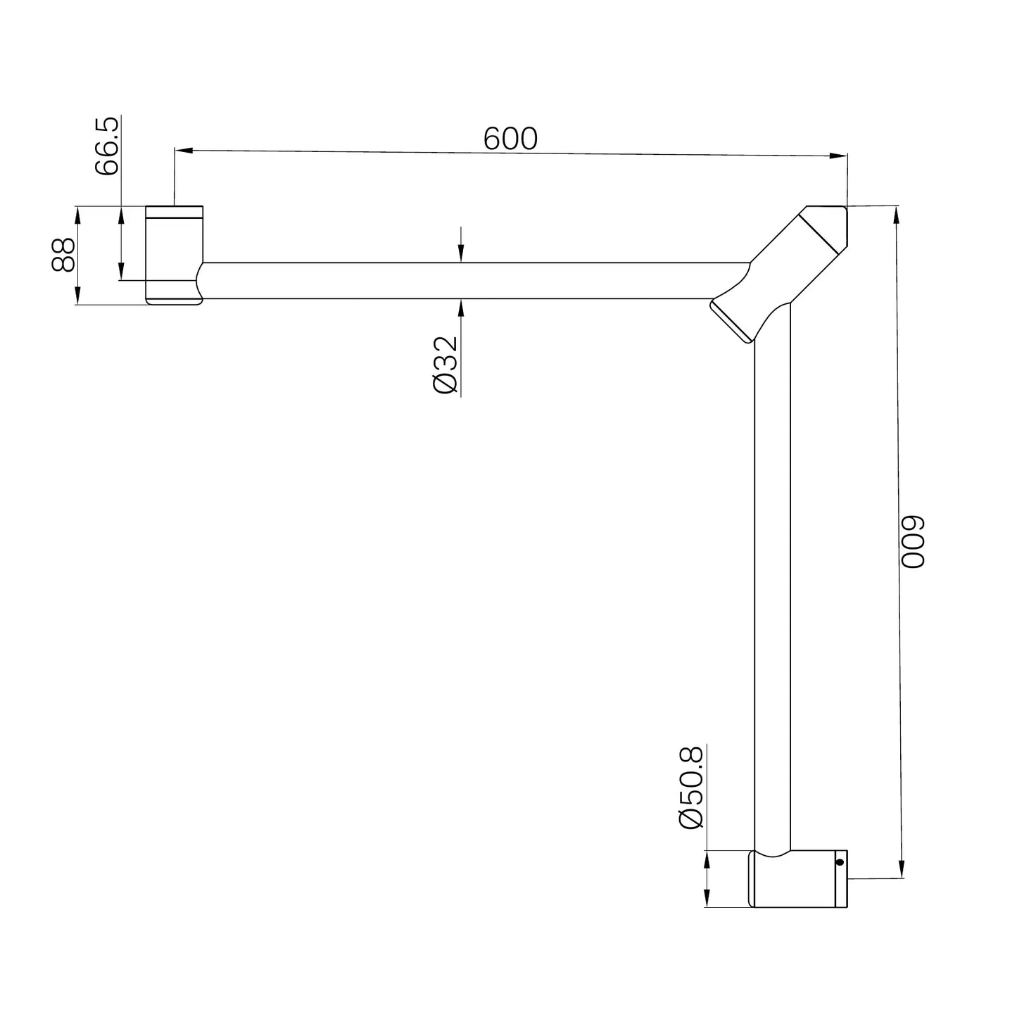 Mecca Care 32mm Wrap Around Corner Grab Rail 600X600mm Brushed Bronze