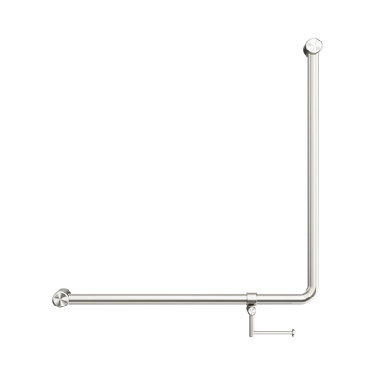 Mecca Care 32mm 90 Degree NZ4121 Accessible Toilet Grab Rail 750X750mm With Toilet Roll Holder Brushed Nickel