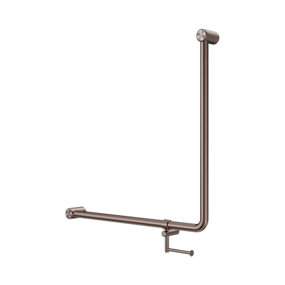 Mecca Care 32mm 90 Degree NZ4121 Accessible Toilet Grab Rail 750X750mm With Toilet Roll Holder Brushed Bronze