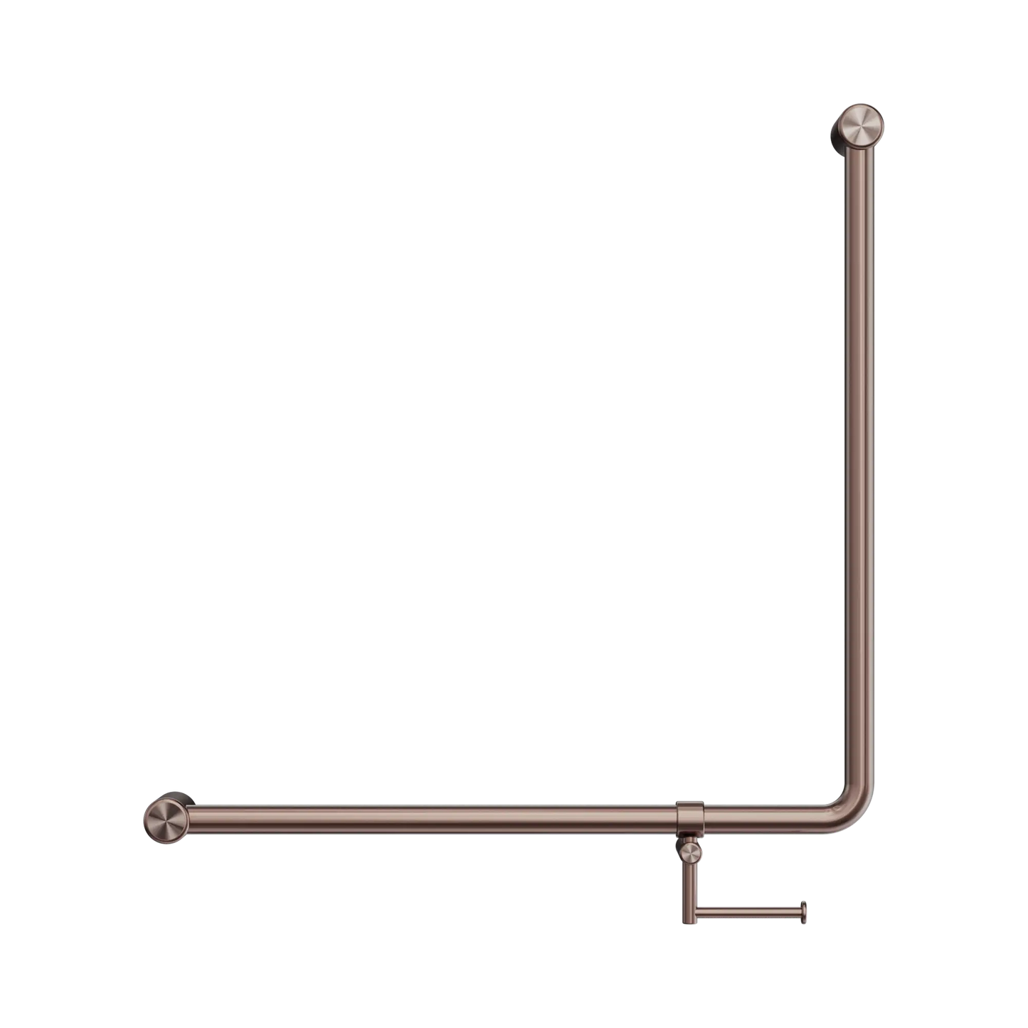 Mecca Care 32mm 90 Degree NZ4121 Accessible Toilet Grab Rail 750X750mm With Toilet Roll Holder Brushed Bronze