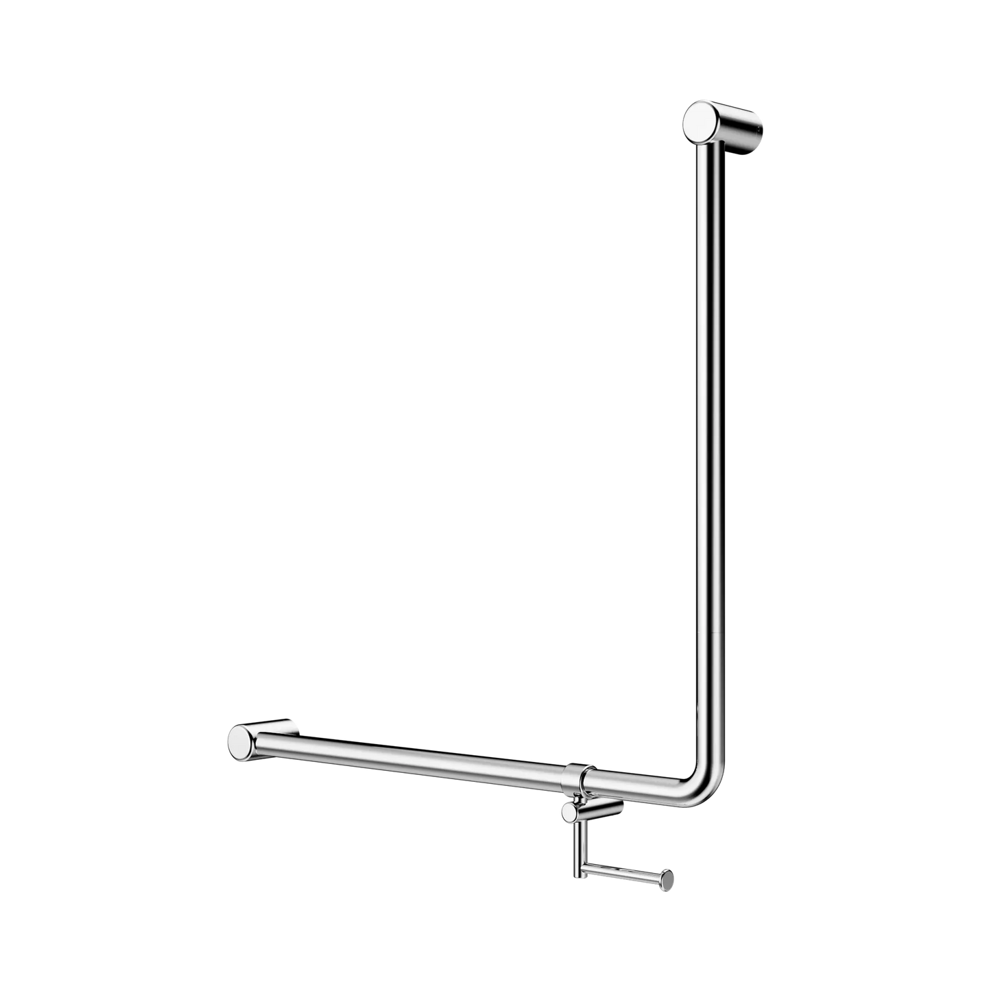 Mecca Care 32mm 90 Degree NZ4121 Accessible Toilet Grab Rail 750X750mm With Toilet Roll Holder Chrome