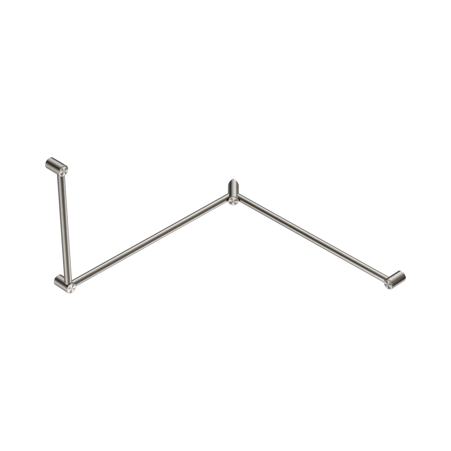 Mecca Care 32mm DDA Accessible Toilet Grab Rail Set 90 Degree Continuous 600X1065X1025mm Brushed Nickel
