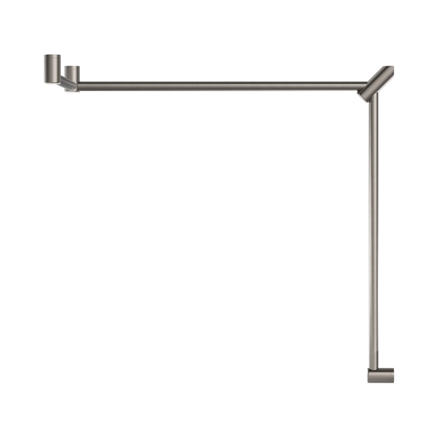 Mecca Care 32mm DDA Accessible Toilet Grab Rail Set 90 Degree Continuous 600X1065X1025mm Brushed Nickel