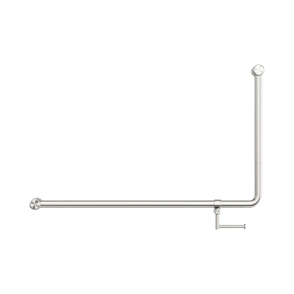 Mecca Care 32mm DDA Accessible Toilet 90 Degree Bent Tube Grab Rail 600X1000mm With Toilet Roll Holder Brushed Nickel