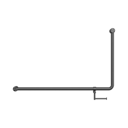 Mecca Care 32mm DDA Accessible Toilet 90 Degree Bent Tube Grab Rail 600X1000mm With Toilet Roll Holder Gun Metal