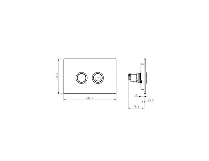 Mecca Care Raised Disabled Care Pneumatic Flush Buttons Plate DDA Accessible Toilet Compliant Chrome