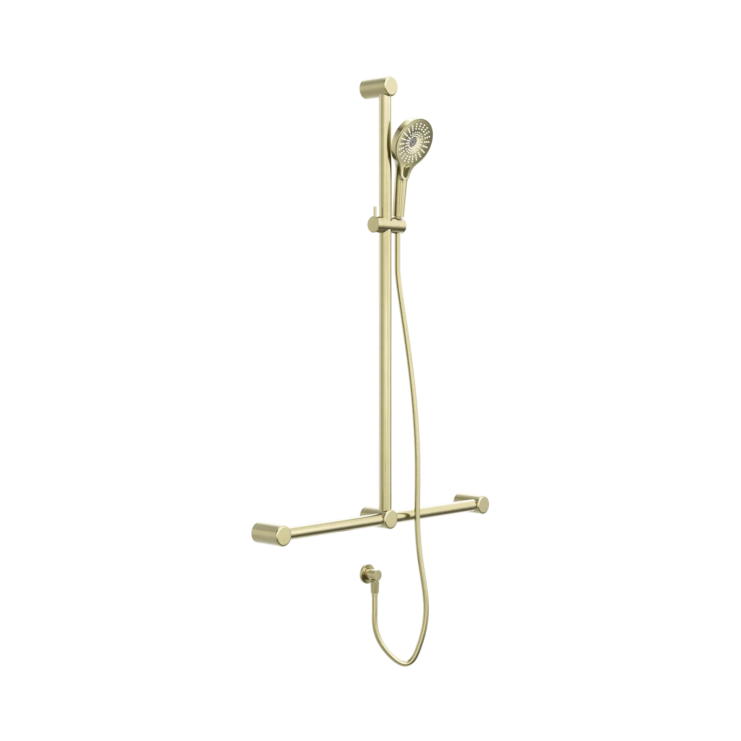 Mecca Care 32mm T Bar Grab Rail And Adjustable Shower Set 1100X750mm Brushed Gold