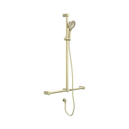 Mecca Care 32mm T Bar Grab Rail And Adjustable Shower Set 1100X750mm Brushed Gold