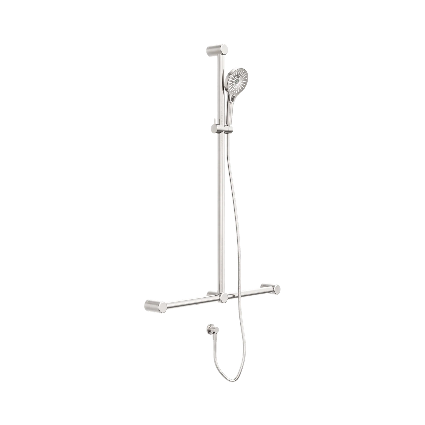 Mecca Care 32mm T Bar Grab Rail And Adjustable Shower Set 1100X750mm Brushed Nickel