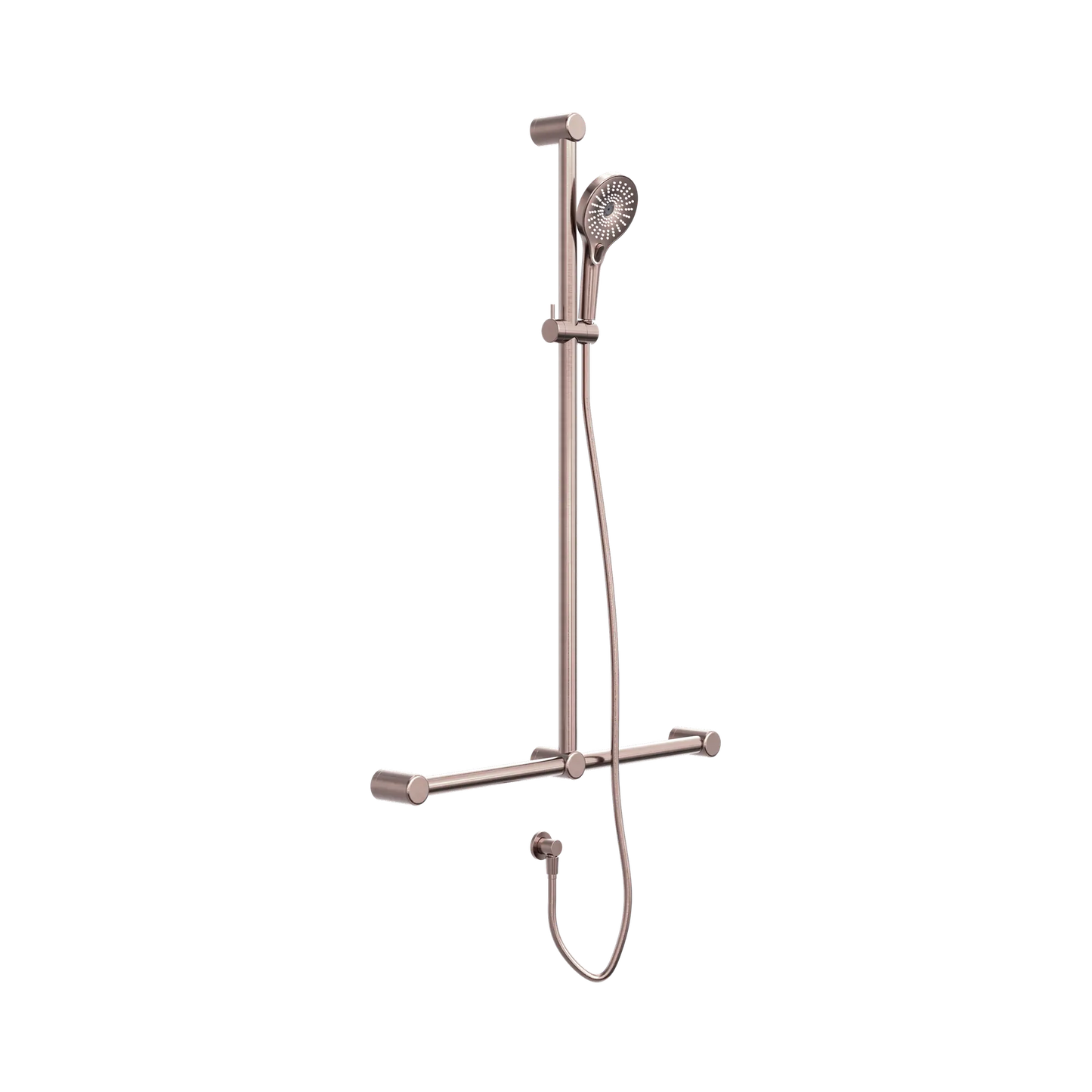 Mecca Care 32mm T Bar Grab Rail And Adjustable Shower Set 1100X750mm Brushed Bronze