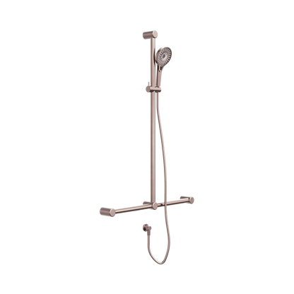 Mecca Care 32mm T Bar Grab Rail And Adjustable Shower Set 1100X750mm Brushed Bronze