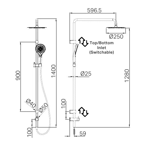 Mecca Care 25mm Grab Rail 900mm Twin Shower Set Chrome