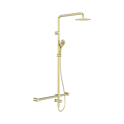 Mecca Care 32mm T Bar Grab Rail 1100x750mm Twin Shower Set Brushed Gold