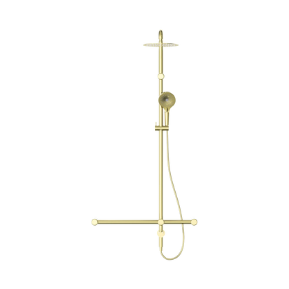 Mecca Care 32mm T Bar Grab Rail 1100x750mm Twin Shower Set Brushed Gold