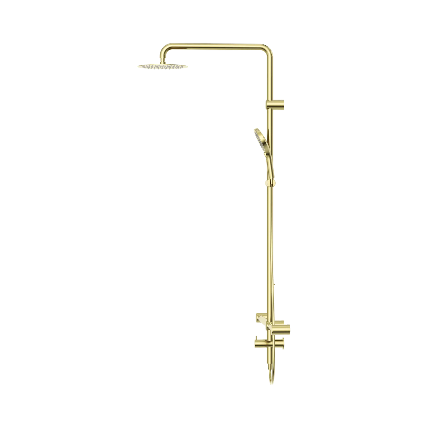 Mecca Care 32mm T Bar Grab Rail 1100x750mm Twin Shower Set Brushed Gold