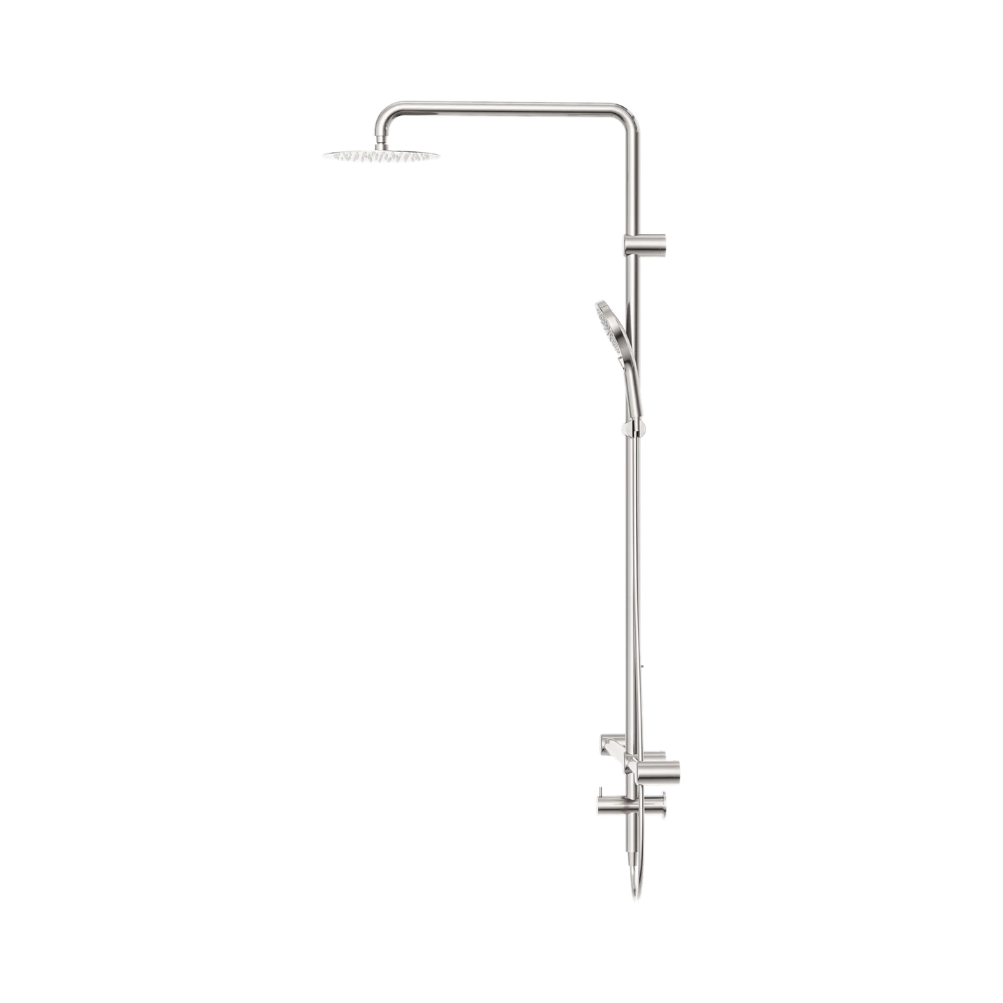 Mecca Care 32mm T Bar Grab Rail 1100x750mm Twin Shower Set Brushed Nickel