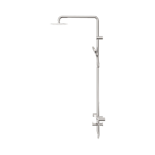 Mecca Care 32mm T Bar Grab Rail 1100x750mm Twin Shower Set Brushed Nickel