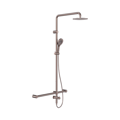 Mecca Care 32mm T Bar Grab Rail 1100x750mm Twin Shower Set Brushed Bronze