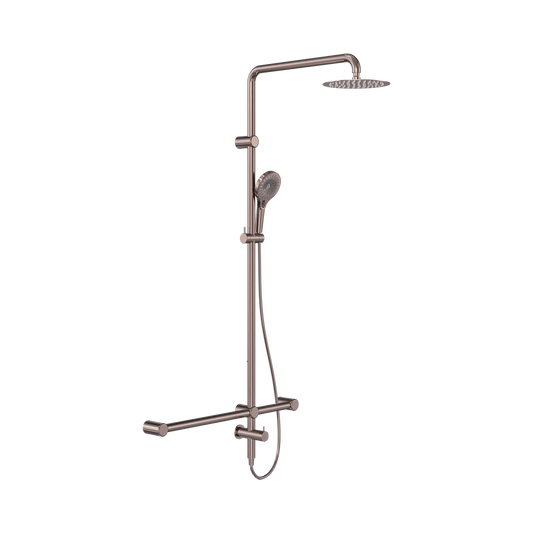 Mecca Care 32mm T Bar Grab Rail 1100x750mm Twin Shower Set Brushed Bronze