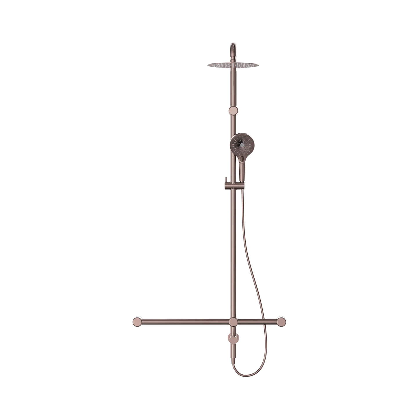 Mecca Care 32mm T Bar Grab Rail 1100x750mm Twin Shower Set Brushed Bronze