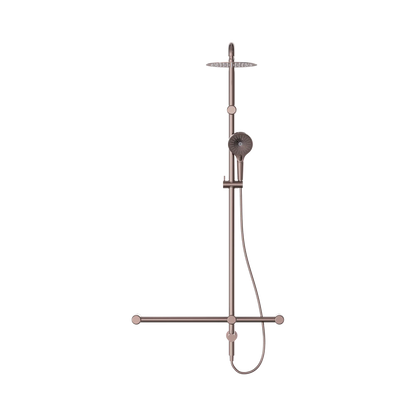 Mecca Care 32mm T Bar Grab Rail 1100x750mm Twin Shower Set Brushed Bronze