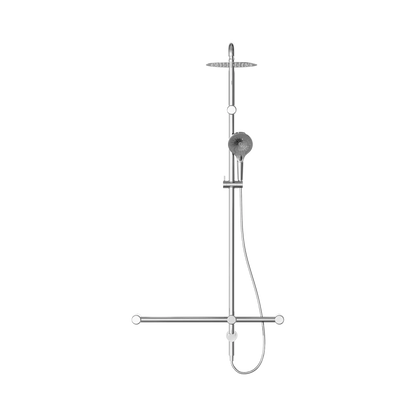 Mecca Care 32mm T Bar Grab Rail 1100x750mm Twin Shower Set Chrome