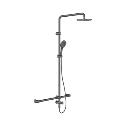 Mecca Care 32mm T Bar Grab Rail 1100x750mm Twin Shower Set Gun Metal