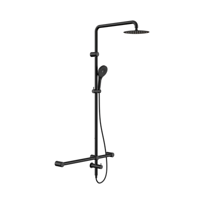 Mecca Care 32mm T Bar Grab Rail 1100x750mm Twin Shower Set Matte Black