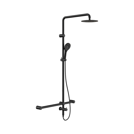Mecca Care 32mm T Bar Grab Rail 1100x750mm Twin Shower Set Matte Black