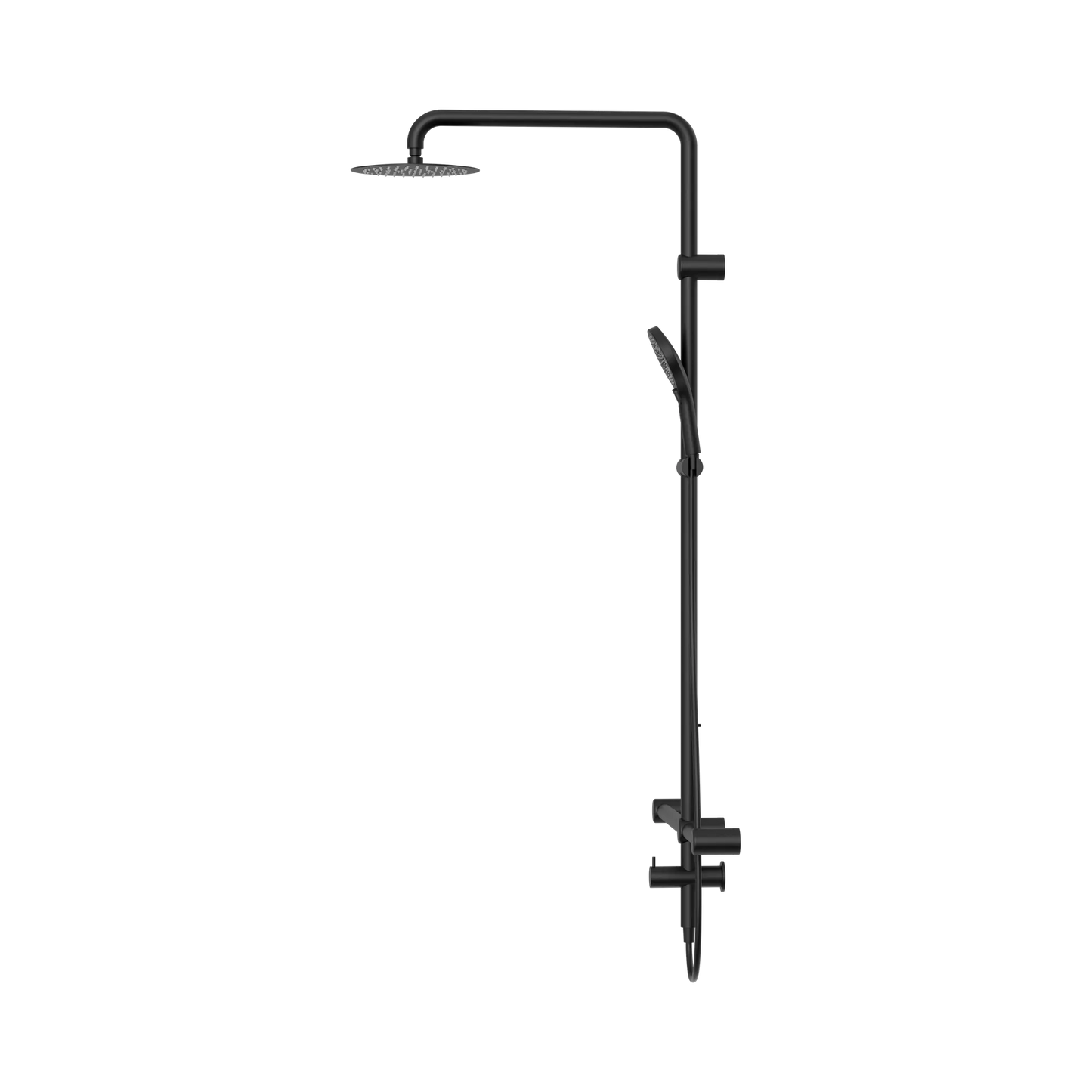 Mecca Care 32mm T Bar Grab Rail 1100x750mm Twin Shower Set Matte Black