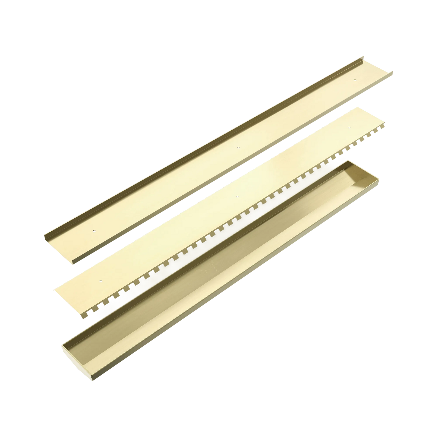 Nero - Tile Insert V Channel Floor Grate 89Mm Outlet Without Outlet And Hole Saw Brushed Gold