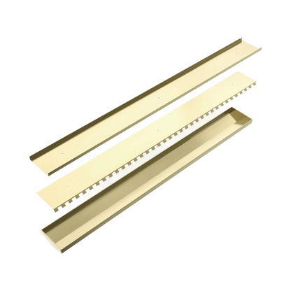 Nero - Tile Insert V Channel Floor Grate 89Mm Outlet Without Outlet And Hole Saw Brushed Gold