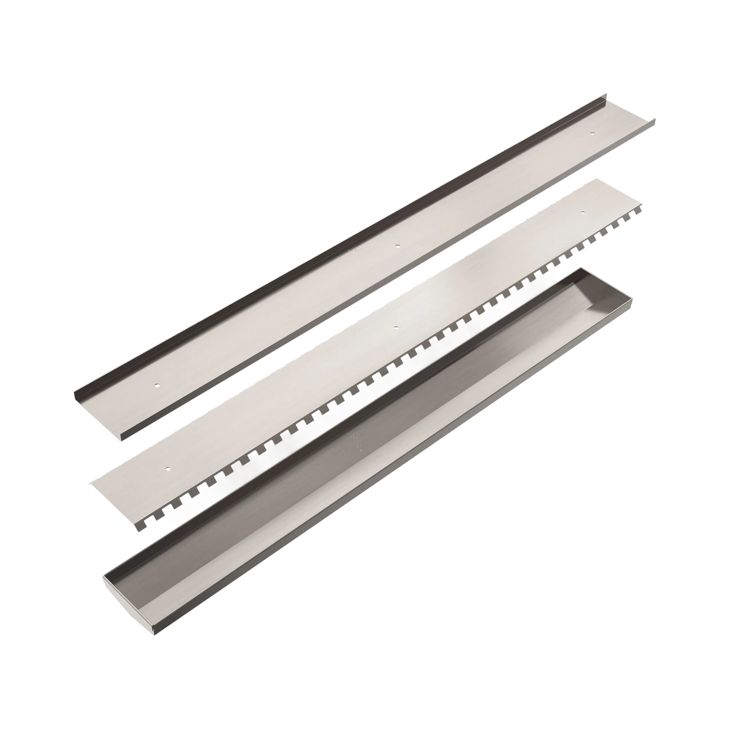 Nero - Tile Insert V Channel Floor Grate 89Mm Outlet Without Outlet And Hole Saw Brushed Nickel