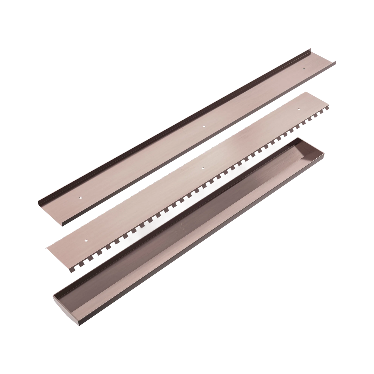 Nero - Tile Insert V Channel Floor Grate 89Mm Outlet Without Outlet And Hole Saw Brushed Bronze