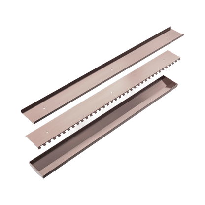 Nero - Tile Insert V Channel Floor Grate 89Mm Outlet Without Outlet And Hole Saw Brushed Bronze