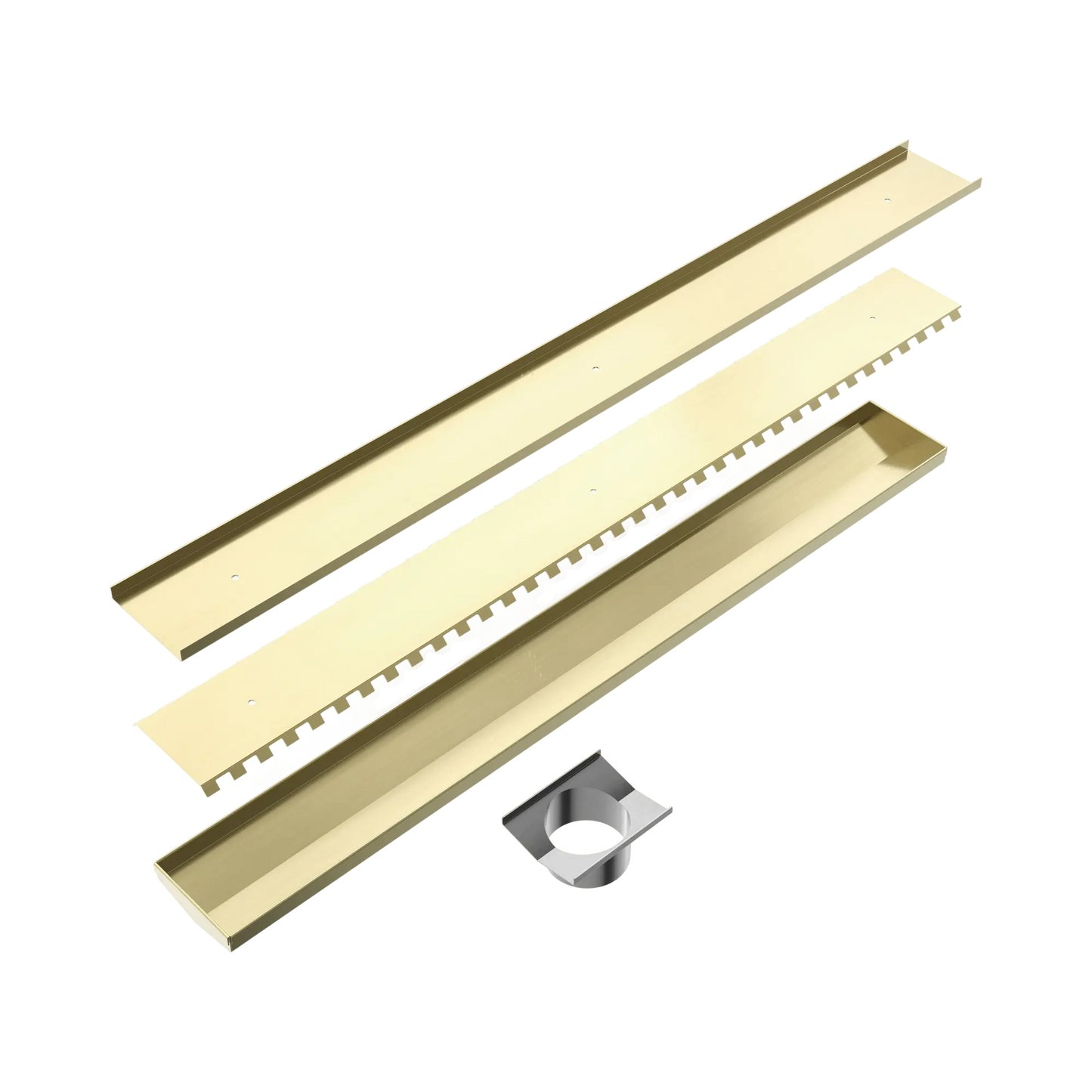 Tile Insert V Channel 900x106mm Floor Grate 90mm Outlet Brushed Gold
