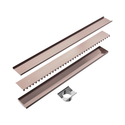 Tile Insert V Channel 900x106mm Floor Grate 90mm Outlet Brushed Bronze