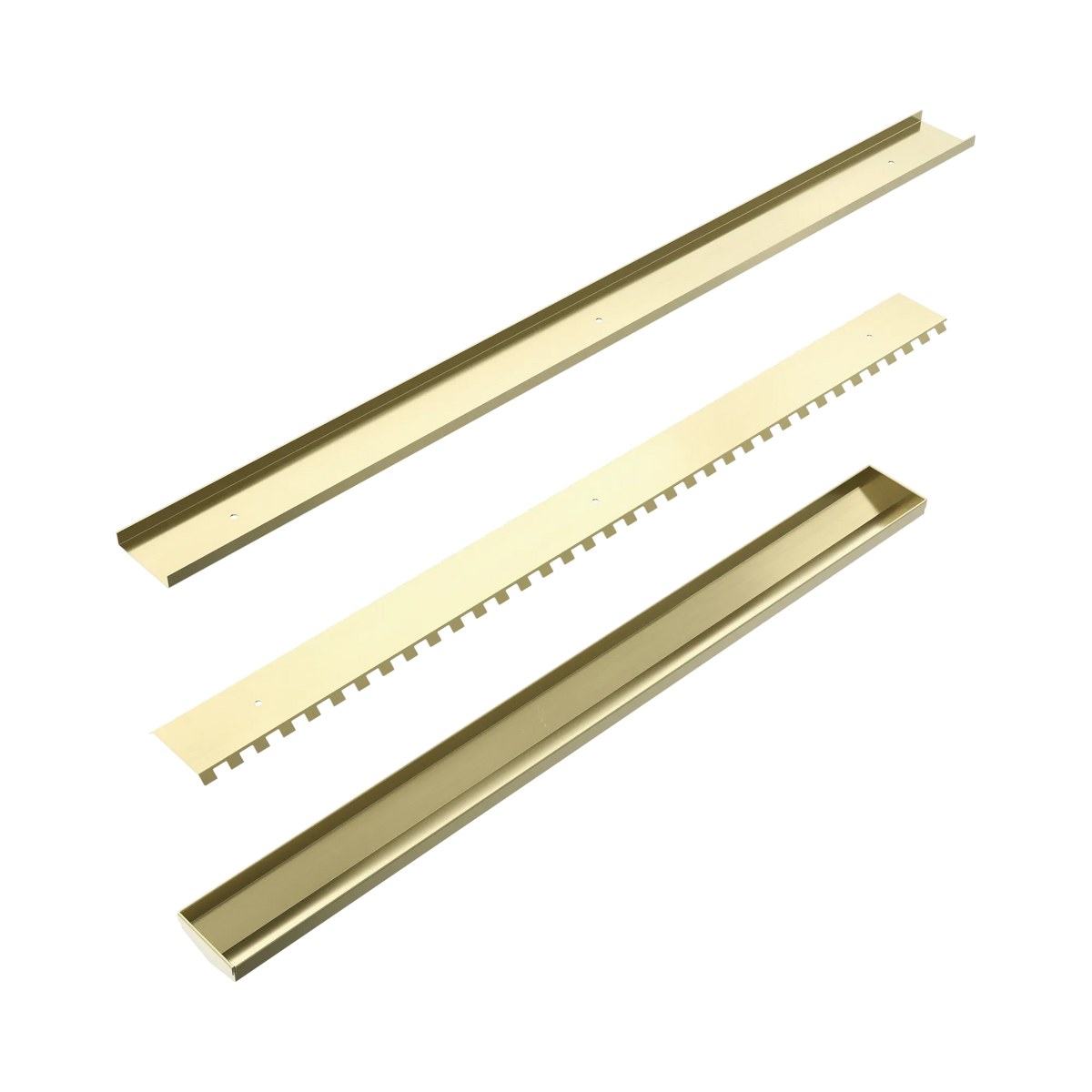 Nero - Tile Insert V Channel Floor Grate 50Mm Outlet Without Outlet And Hole Saw Brushed Gold